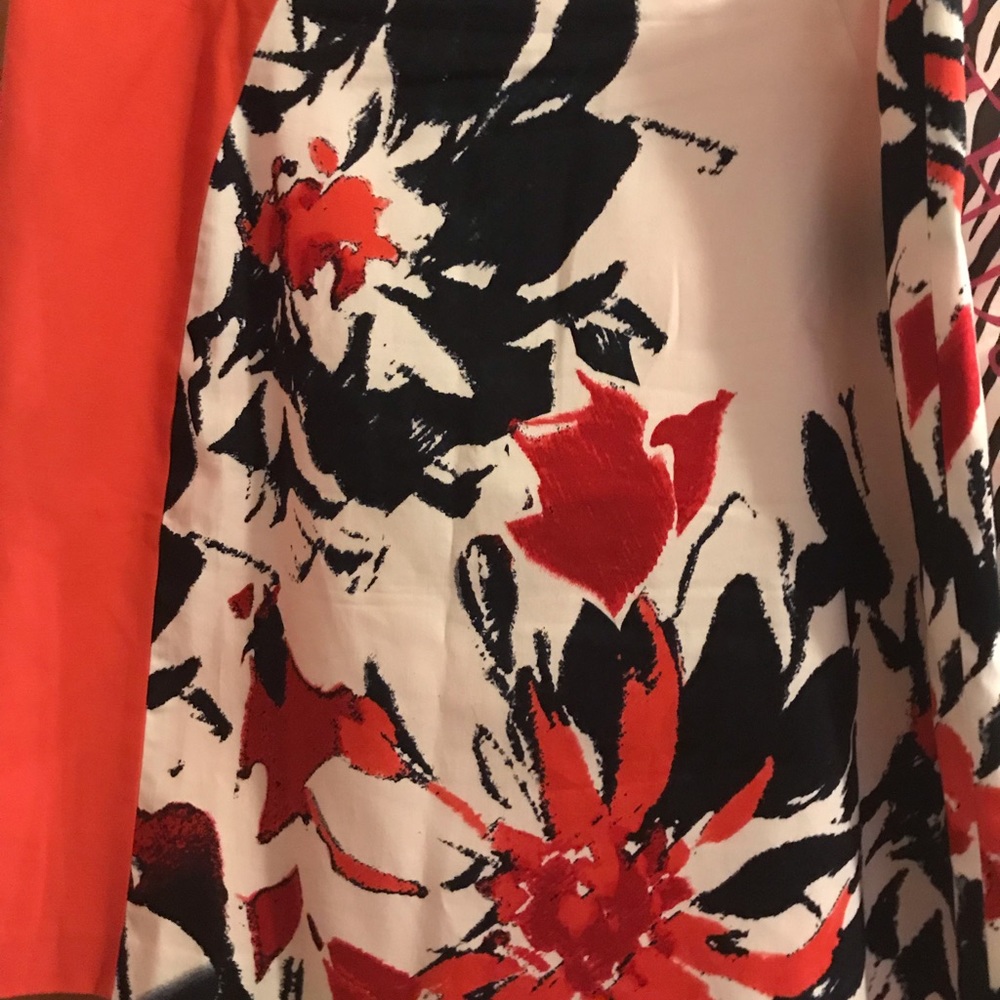 Tahari Orange, Blue, and Cream Skirt